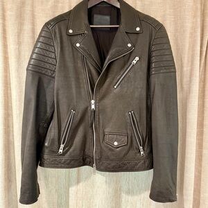 All Saints Dark Leather Biker Jacket